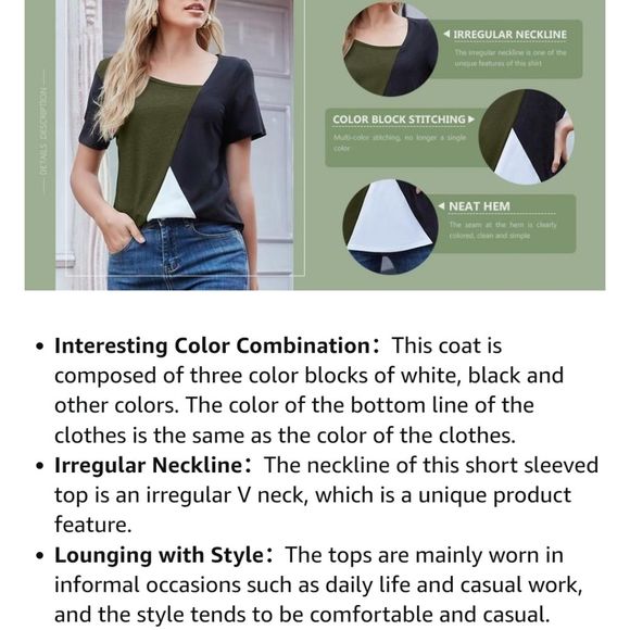 AYIFU Womens Short Sleeve Blouse, Light Grey, Asymmetric V-neck, Medium - Picture 2 of 9